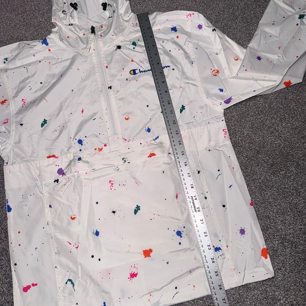 Champion Women's White Splash Tie-Dye Paint Splatter Pullover Windbreaker - XS - Picture 6 of 11